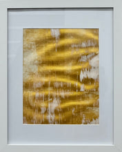 Load image into Gallery viewer, non representational artist, abstract artist, black female artist, home decor, mixed media, gold and white acrylic paint
